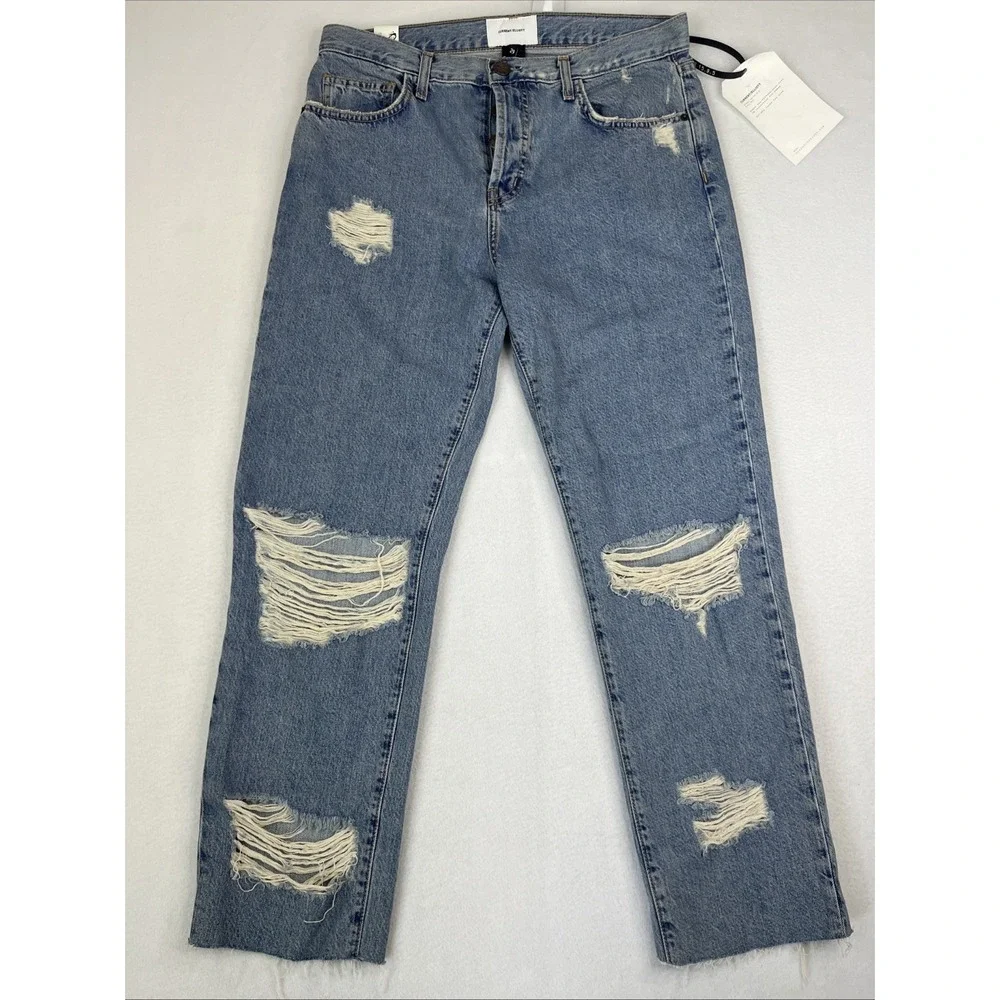Current Elliott The Original Straight Prep Distressed Jeans Blue Size 29 NWT